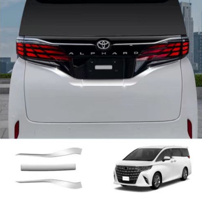 Toyota Alphard Vellfire 40 2024 Серебряный/Черный аксессуары Задняя пластина Номер хромообразной отделки